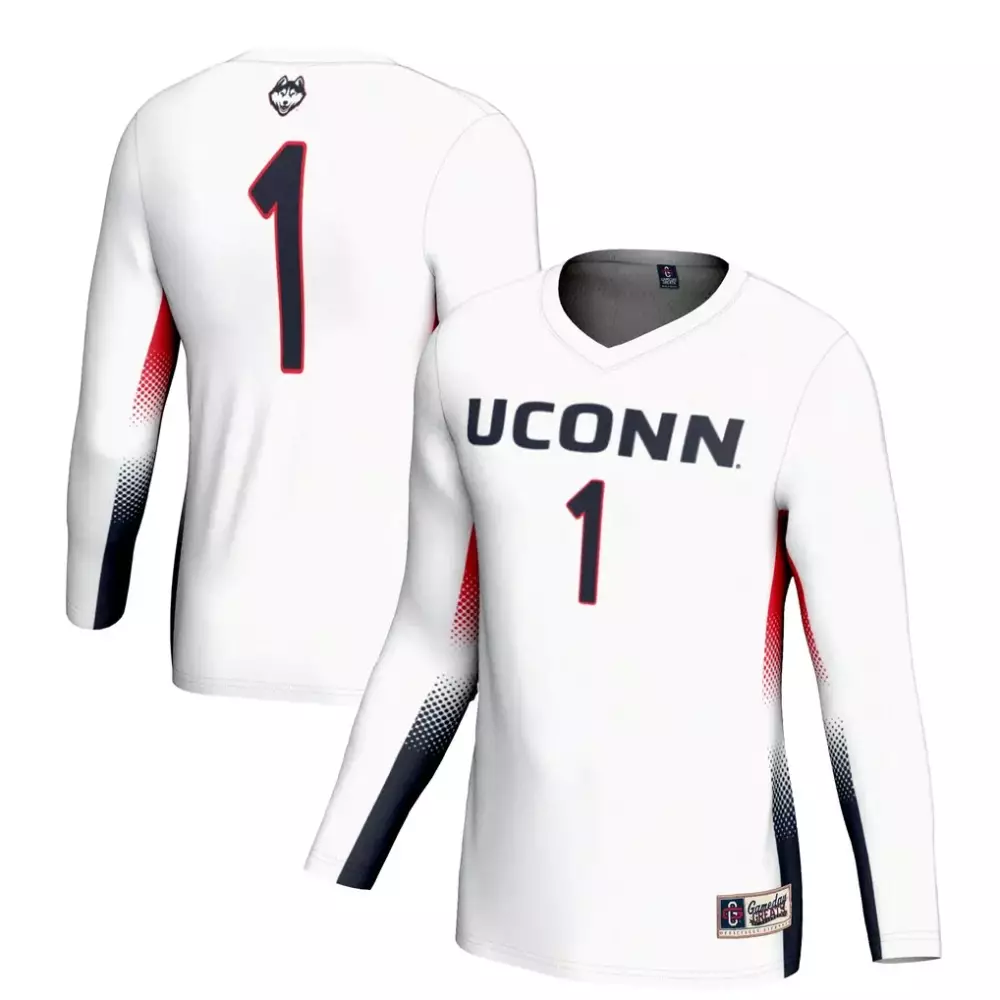 Uconn 1 Jersey White Huskies Men Sports Navy Red Gameday