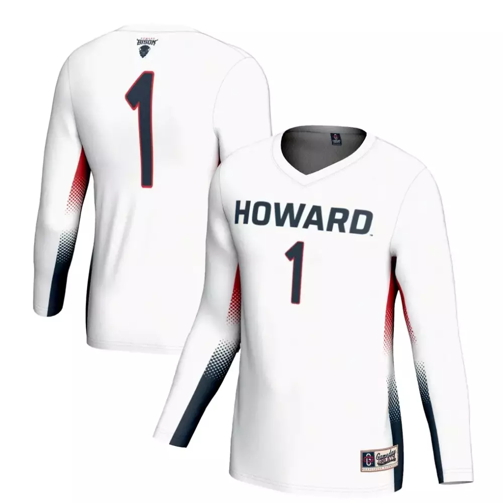 Howard 1 Bison Jersey White Men Volleyball Navy Red Gameday Unisex