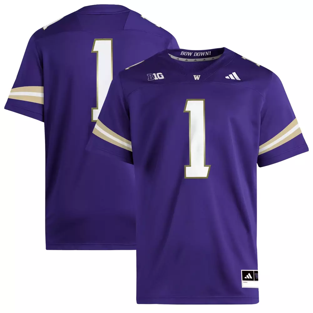 Michael Penix Jr. 1 Jersey Purple Bow Down Washington Huskies Big Ten Men Gold White