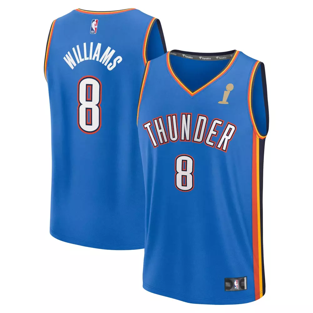 Jalen Williams 8 Thunder Jersey Blue Fanatics Trophy Icon Men Orange Yellow Black