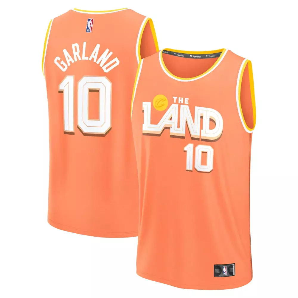 Darius Garland 10 Jersey Orange Cleveland Cavaliers Men Yellow White Brown