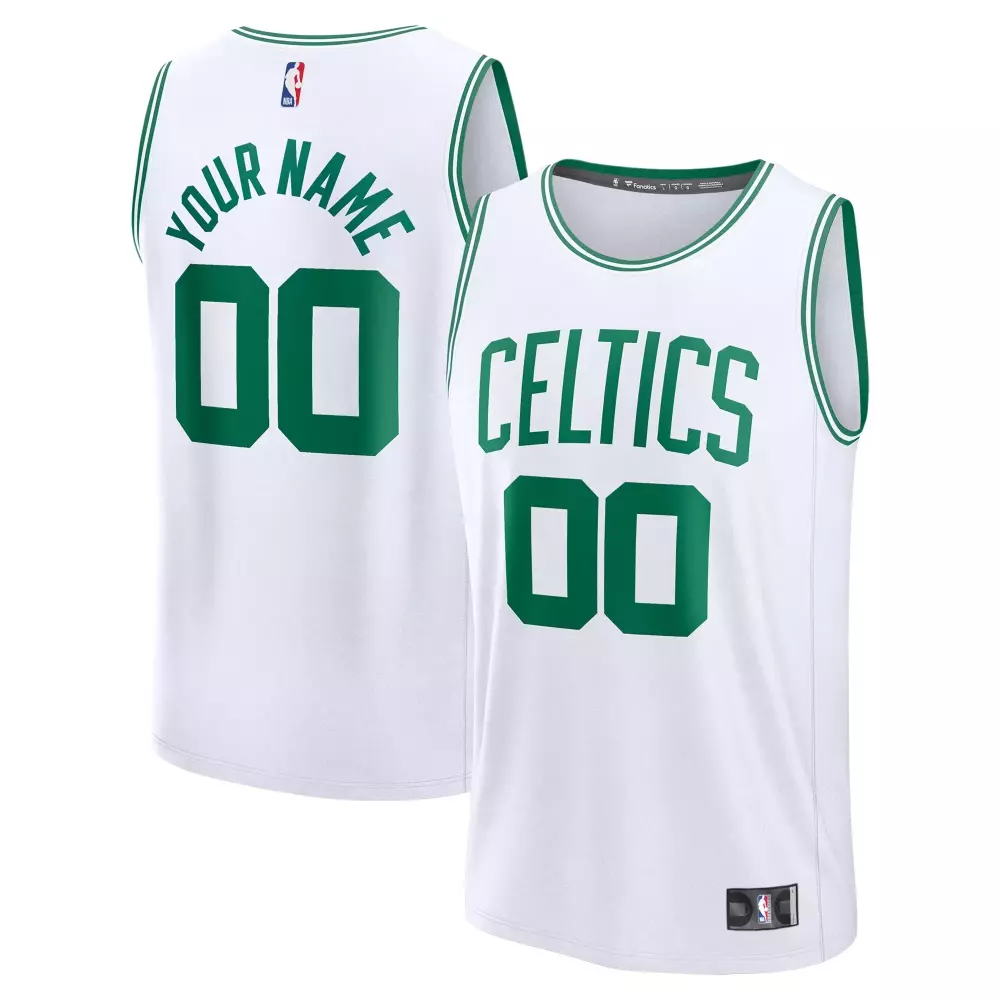 Custom Celtics Jersey White Men Green