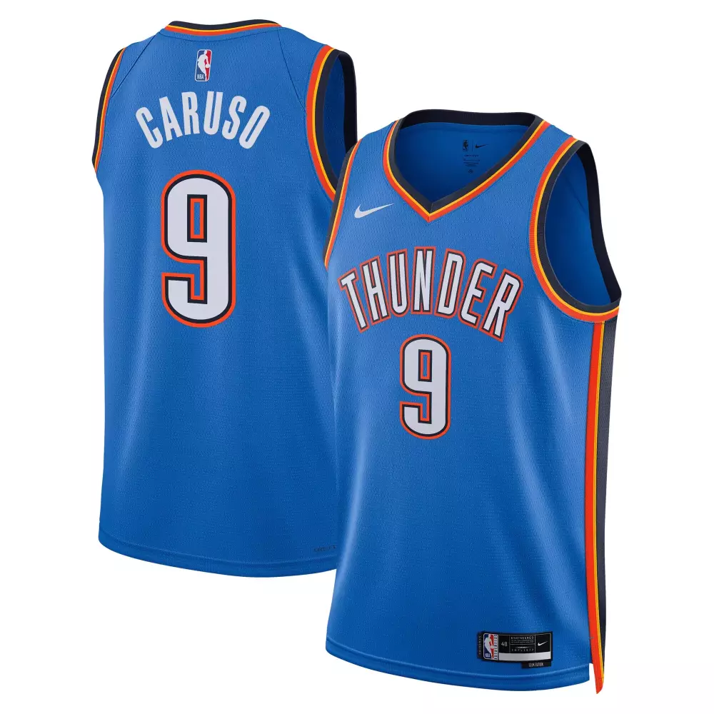 Alex Caruso 9 Jersey Blue Oklahoma City Thunder Men Standard Orange Yellow Black