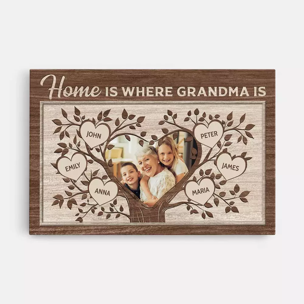 Personalised Grandma Family Jersey Brown Tree Tan White Home