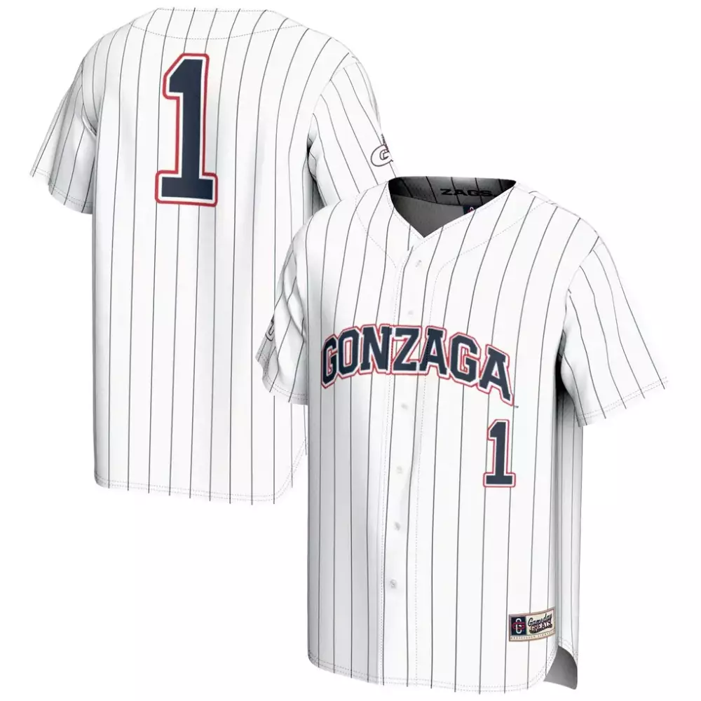 Custom Gonzaga Bulldogs 1 Jersey White Men Navy Red Gameday