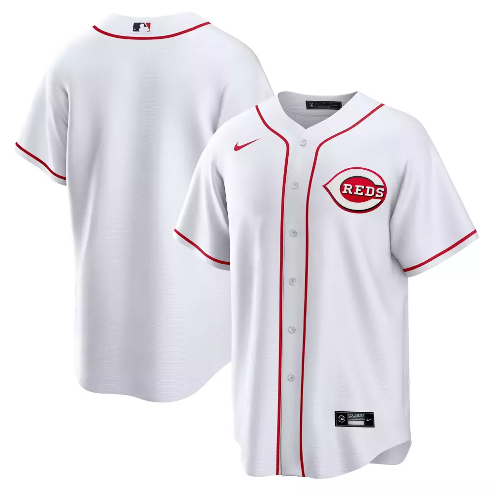 Custom Cincinnati Reds Jersey White Men Red Home Replica