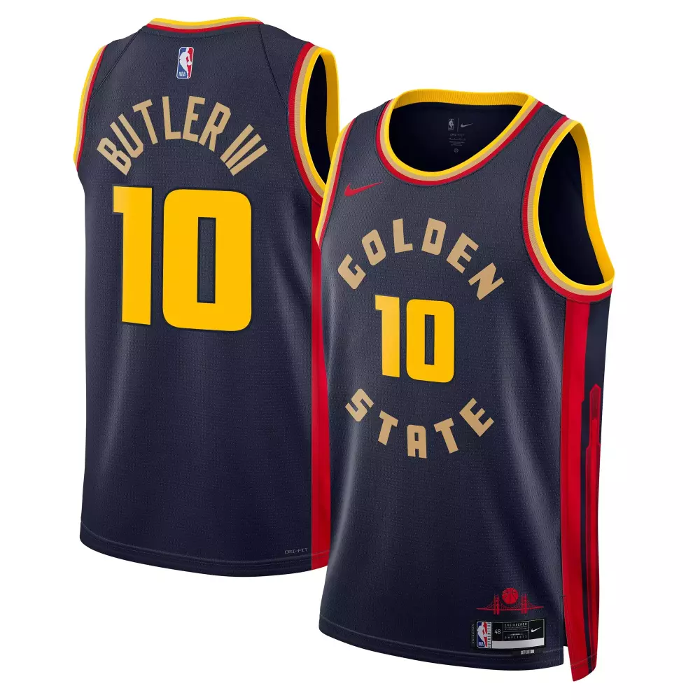Jimmy Butler Iii 10 Golden State Jersey Navy Men Yellow Red Unisex Swingman