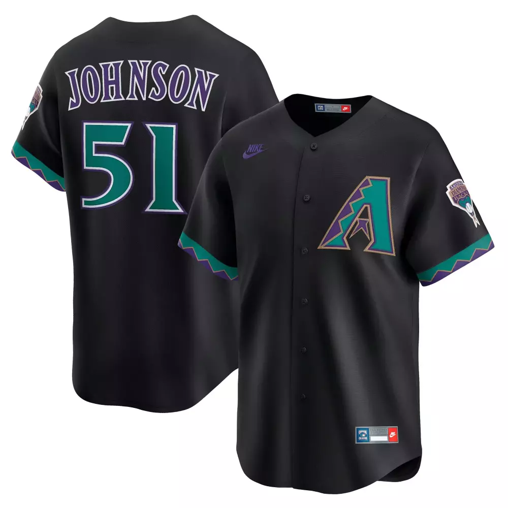 Randy Johnson 51 Jersey Black Arizona Diamondbacks Team Men Teal Purple Throwback