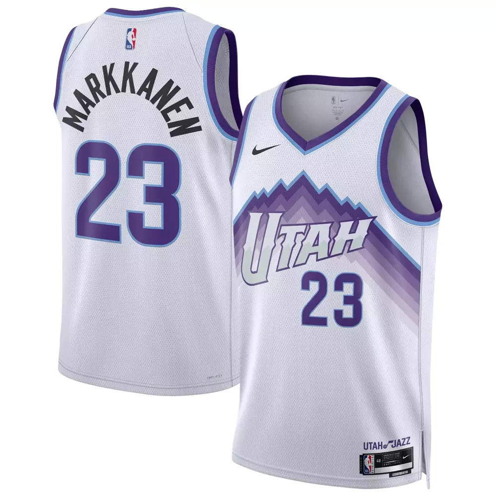 Lauri Markkanen 23 Utah Jazz Jersey White Men Custom Design Purple Light Grey Unisex