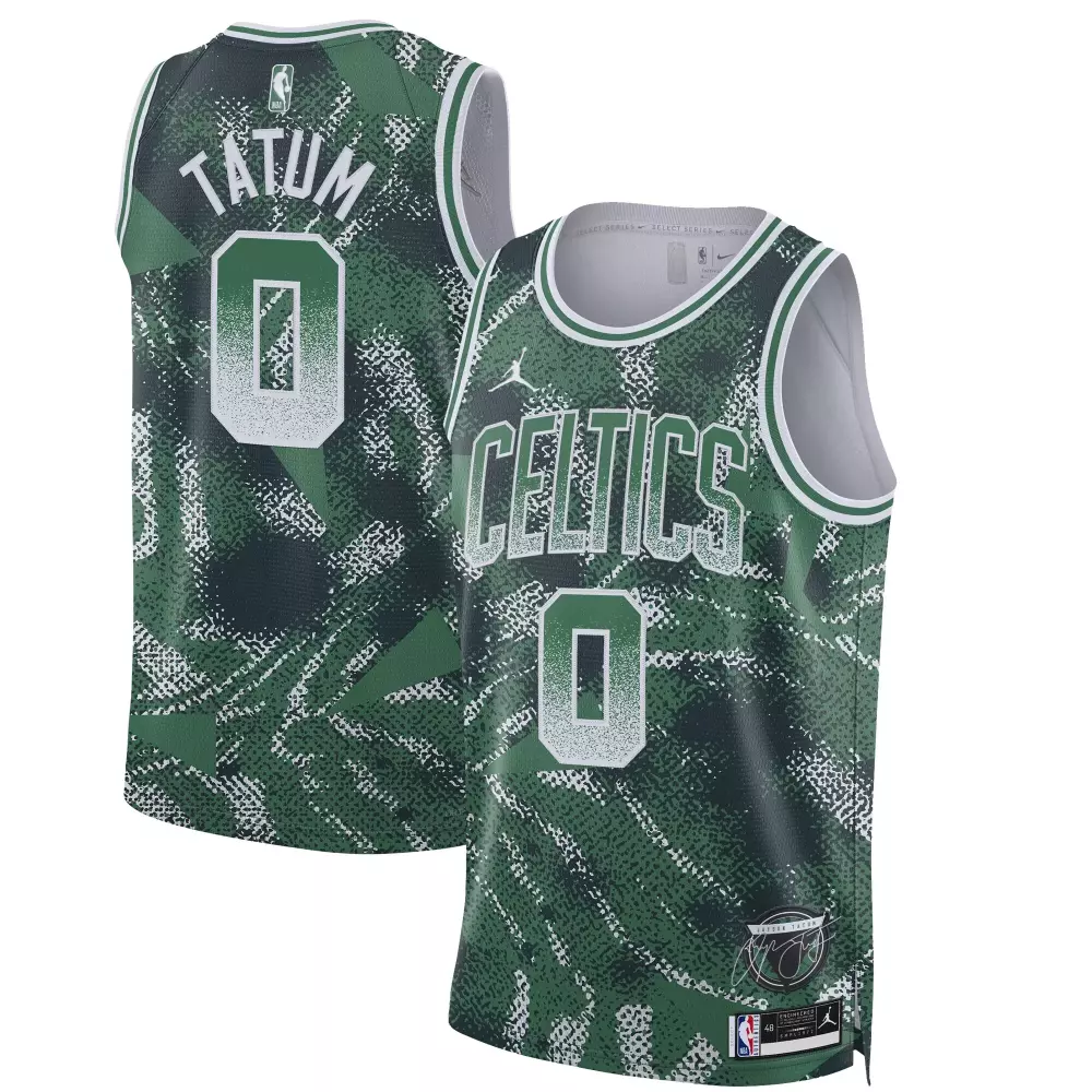 Jayson Tatum Celtics Jersey Green Select Series Men Player Custom Design White Black