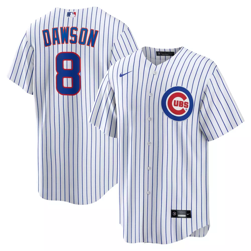Andre Dawson 8 Cubs Jersey White Men Blue Red Home Retired Replica