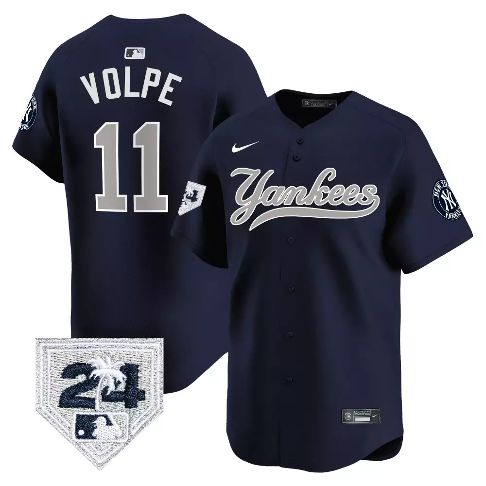Anthony Volpe 11 Yankees Jersey Navy City Connect New York Number 24 Palm Tree 2023