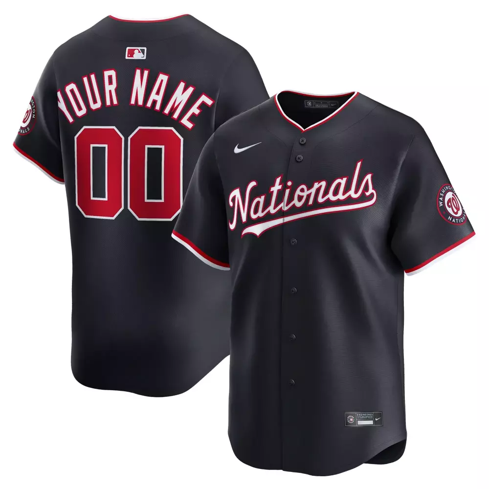 Custom Nationals Jersey Black Men Red White Alternate Limited