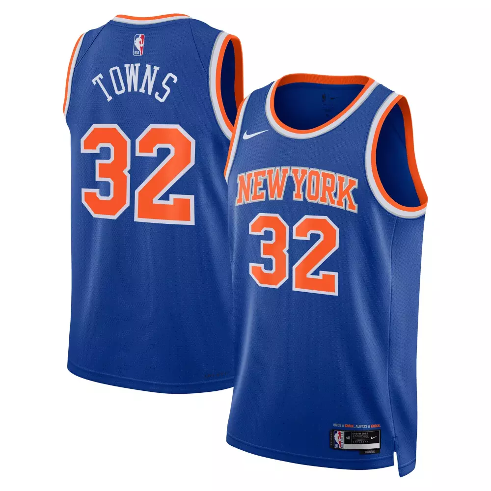 Carmelo Anthony 32 New York Jersey Blue Men Orange White Unisex Swingman Icon