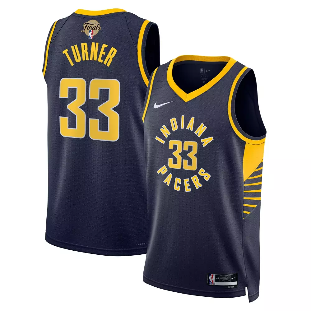 Myles Turner 33 Indiana Pacers Jersey Navy Finals Men Team Yellow Unisex Swingman