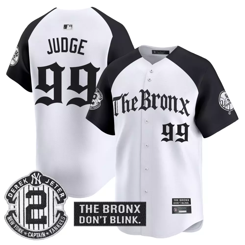 Judge Bronx 99 New York Yankees Jersey White Derek Jeter Don't Blink Men Black Vapor