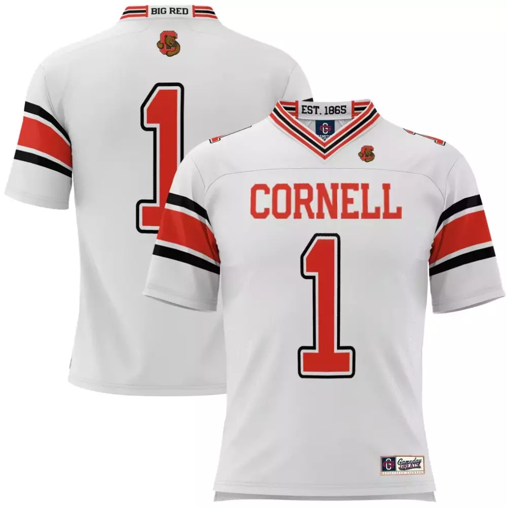 Savion Red 1 Cornell Jersey White Black Gameday