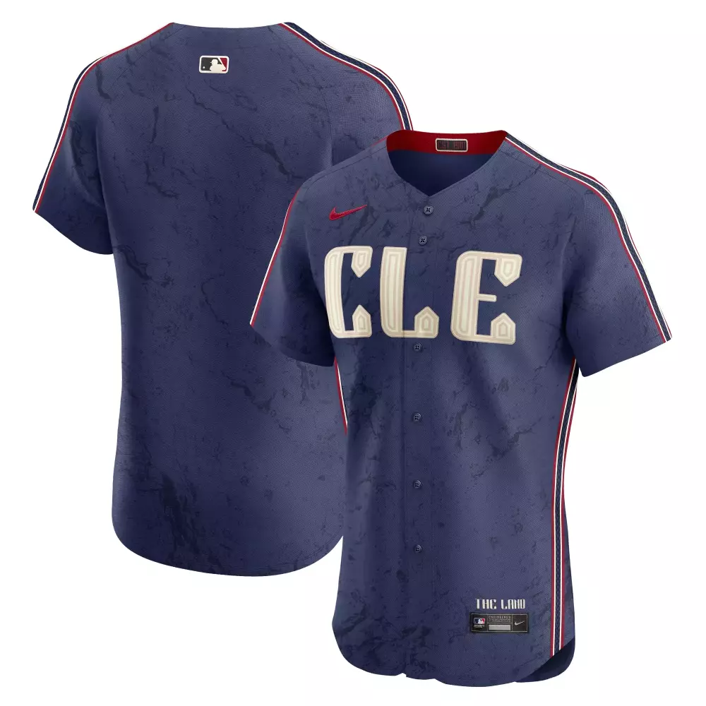 Custom Cleveland Guardians Jersey Navy Blue City Connect Men Design Cream Red White