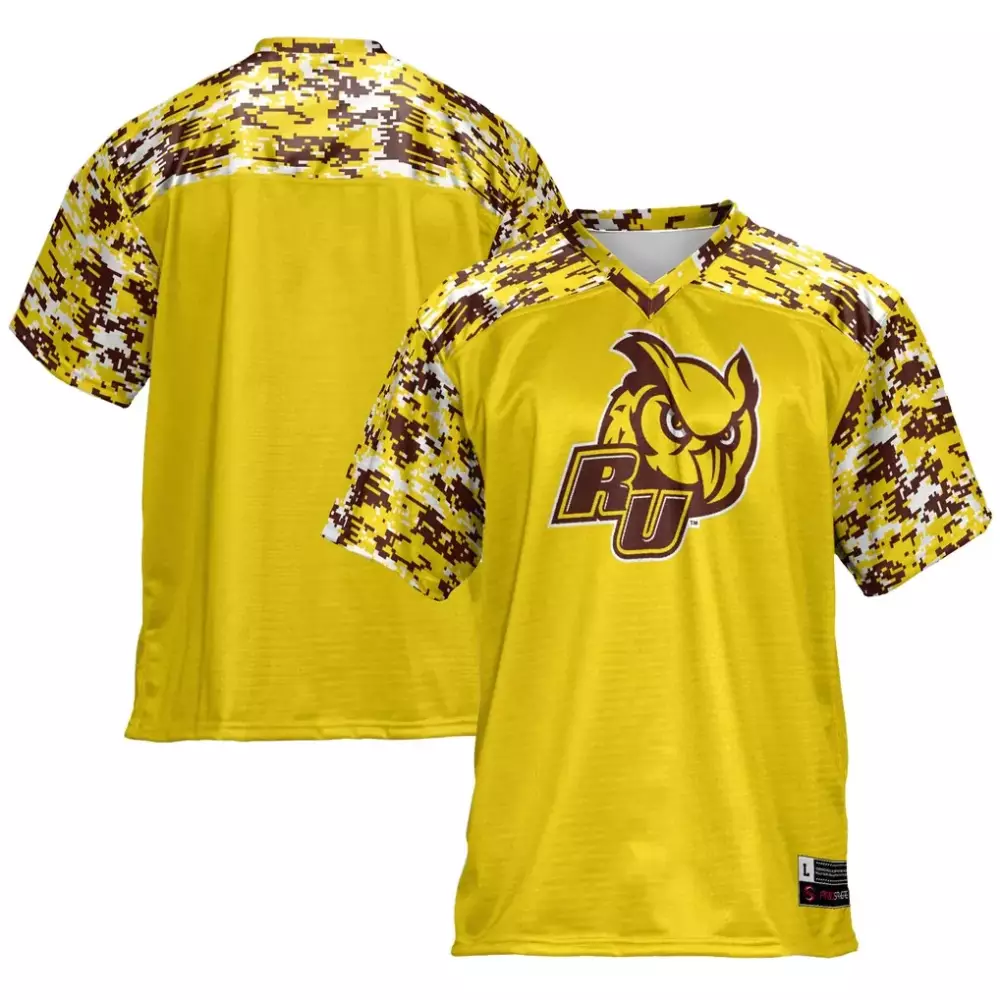Custom Rutgers Jersey Yellow Men Split Design Brown White Tan Gameday