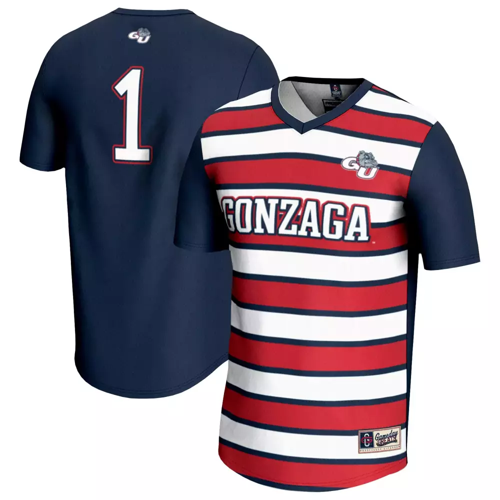 Custom Gonzaga Bulldogs 1 Jersey Navy T-shirt Split Red White All Stitched Vapor
