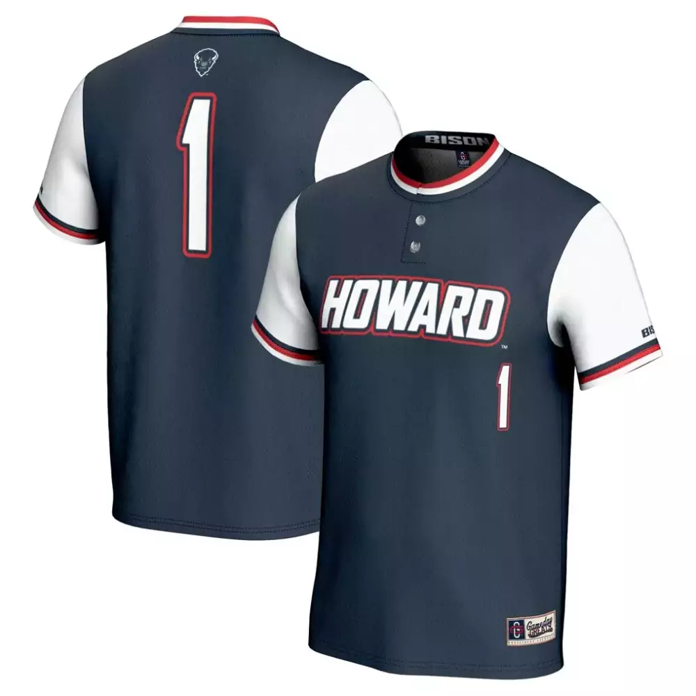 Howard 1 University Jersey Navy Bison Gameday Men White Red Unisex