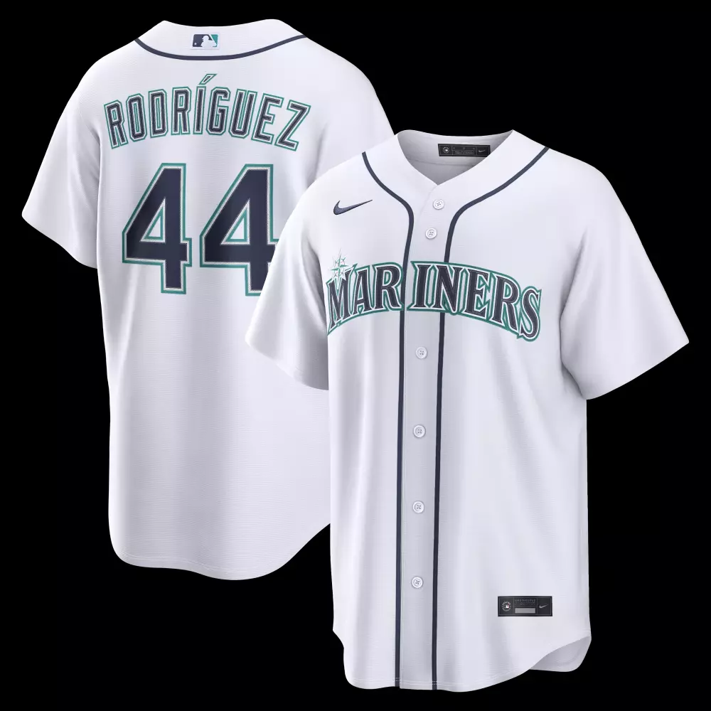 Julio Rodr 44 Mariners Jersey White Men Navy Teal Home Replica