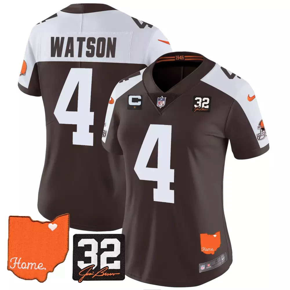 Watson 4 Cleveland Browns Jersey Brown 1946 Men White Home Stitched All Vapor
