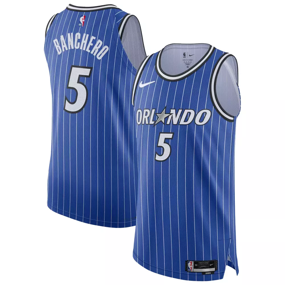 Paolo Banchero 5 Orlando Magic Jersey Blue Men NBA Pinstripe Design White Black Authentic
