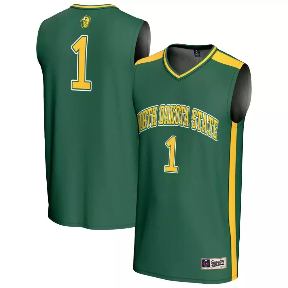 Custom North Dakota State 1 Jersey Green Yellow Gameday Fashion