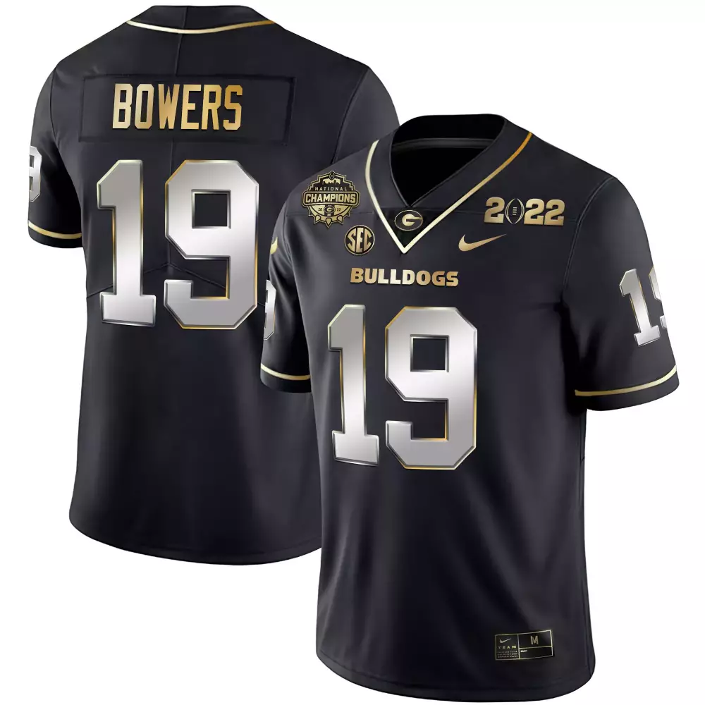 Bowers Bulldogs 19 Jersey Black National Champions Georgia Cfp 2022 Men Gold Silver