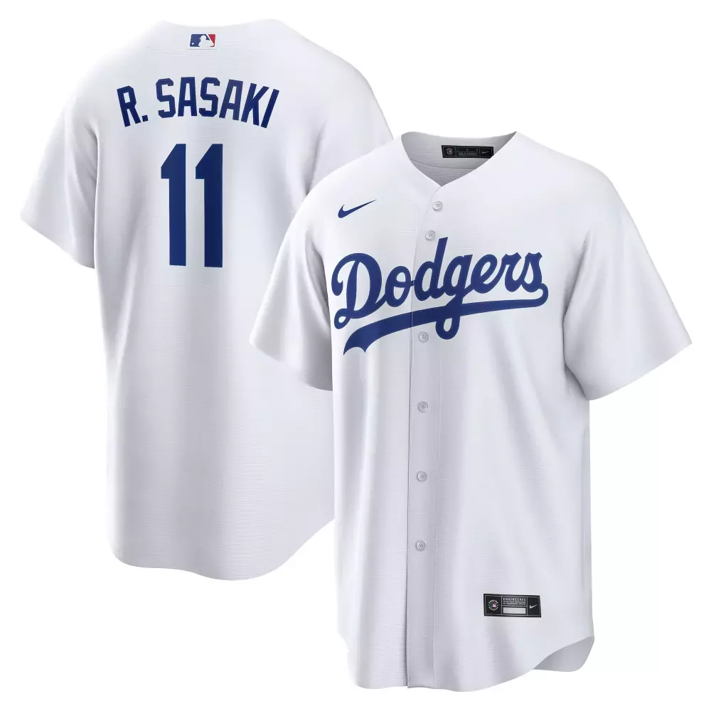 Roki Sasaki 11 Dodgers Jersey White Men Blue Home Replica