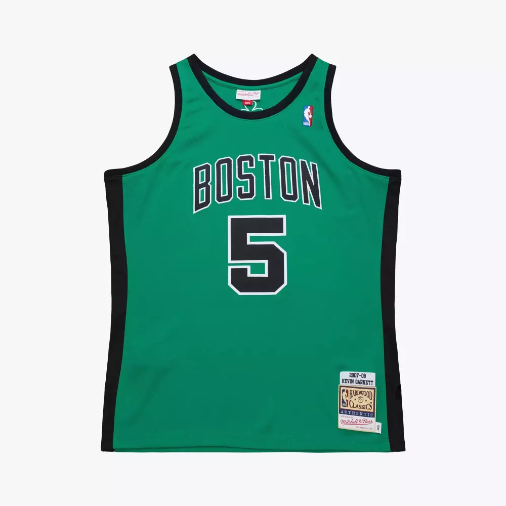 Kevin Garnett 5 Boston Jersey Green Hardwood Classics 2007 Men Replica Black Authentic