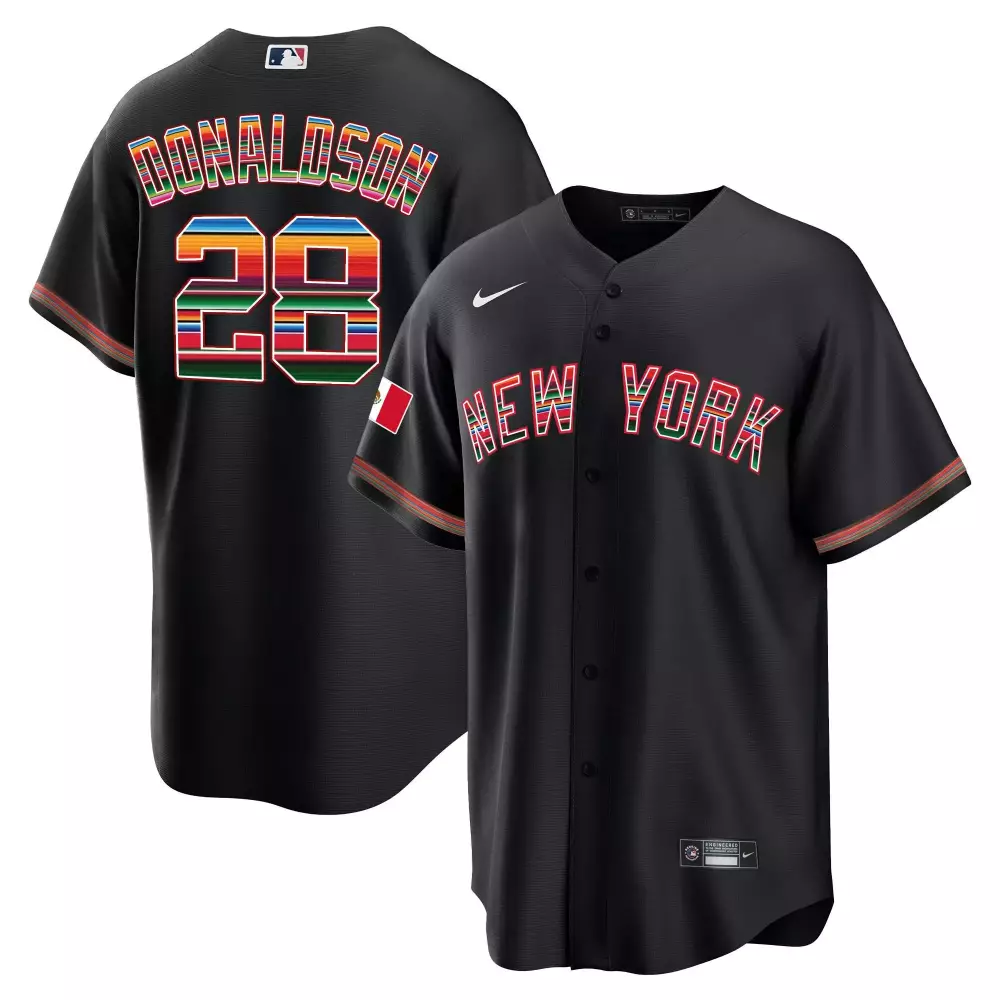Josh Donaldson 28 New York Jersey Black Mexico Flag Men Alternate Red Green Blue