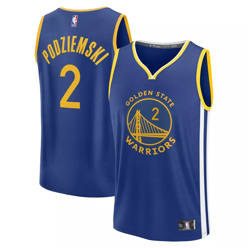 Brandin Podziemski 2 Jersey Blue Golden State Warriors Men Yellow White Replica Icon