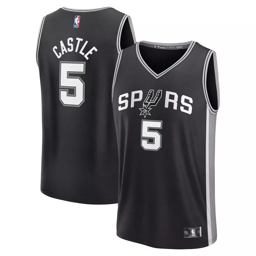 Stephon Castle 5 Spurs Jersey Black Men White Gray Replica Icon