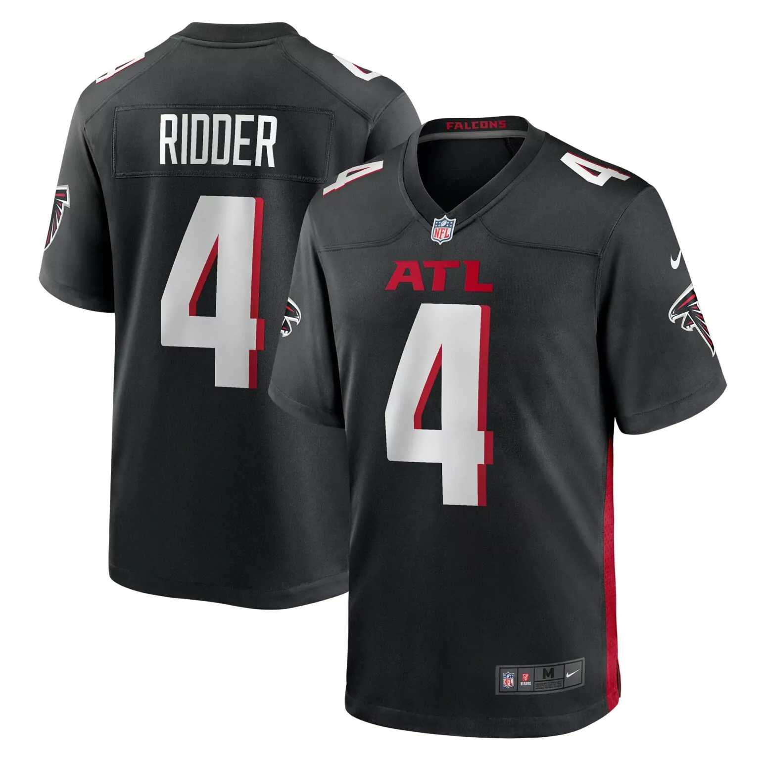 Desmond Ridder 4 Falcons Jersey Black Men Standard White Red Game