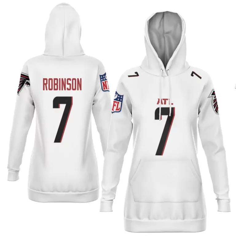 Bijan Robinson 7 Atlanta Falcons Jersey White Women Hoodie Black Red Game