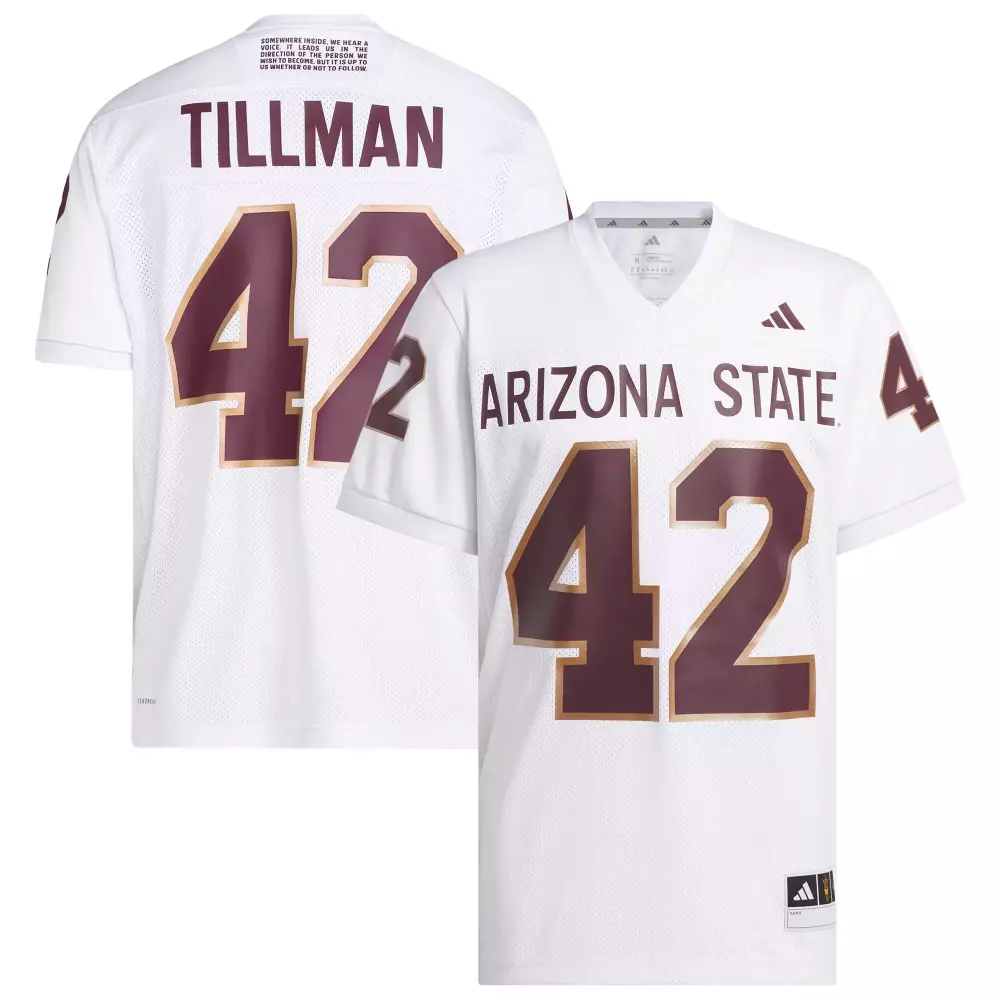 Pat Tillman 42 Arizona State Jersey White Men Maroon Gold Away Icon Premier