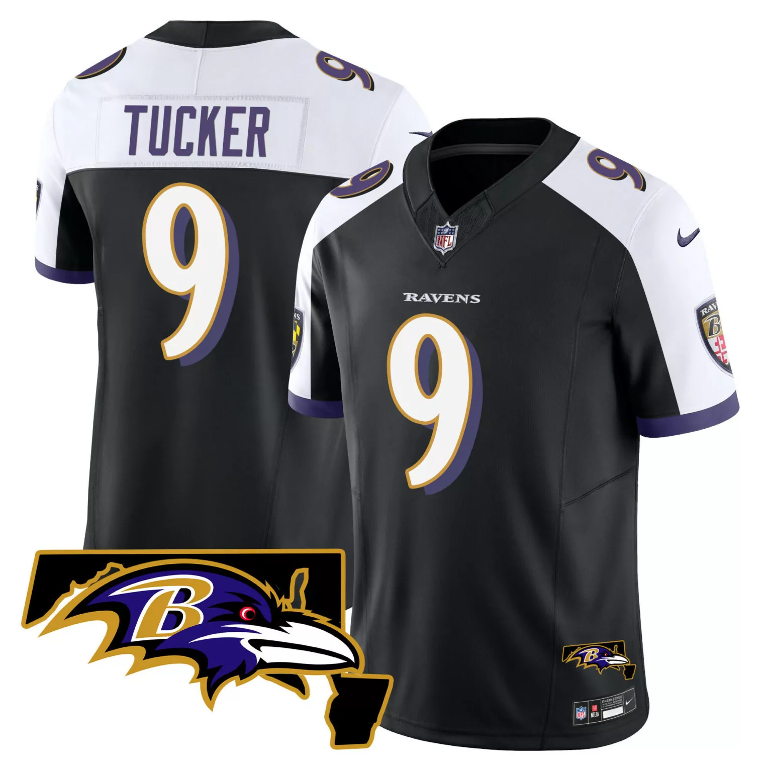 Justin Tucker 9 Ravens Jersey Black Nflpa Men Replica White Purple Gold Alternate