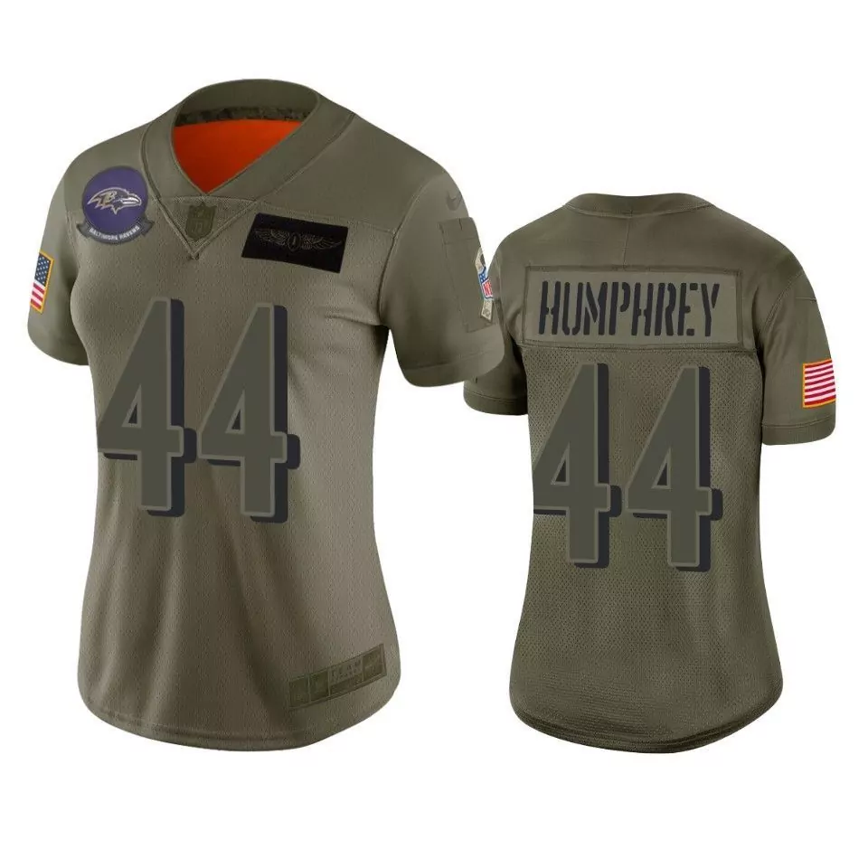 Marlon Humphrey 44 Jersey Olive Green Salute To Service Baltimore Ravens American Flag