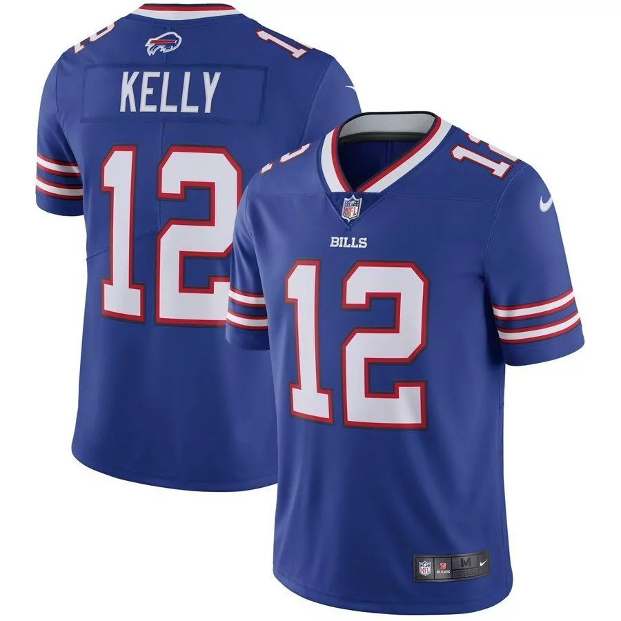 Jim Kelly 12 Buffalo Bills Jersey Blue Men Replica Red White Retired Vapor Limited