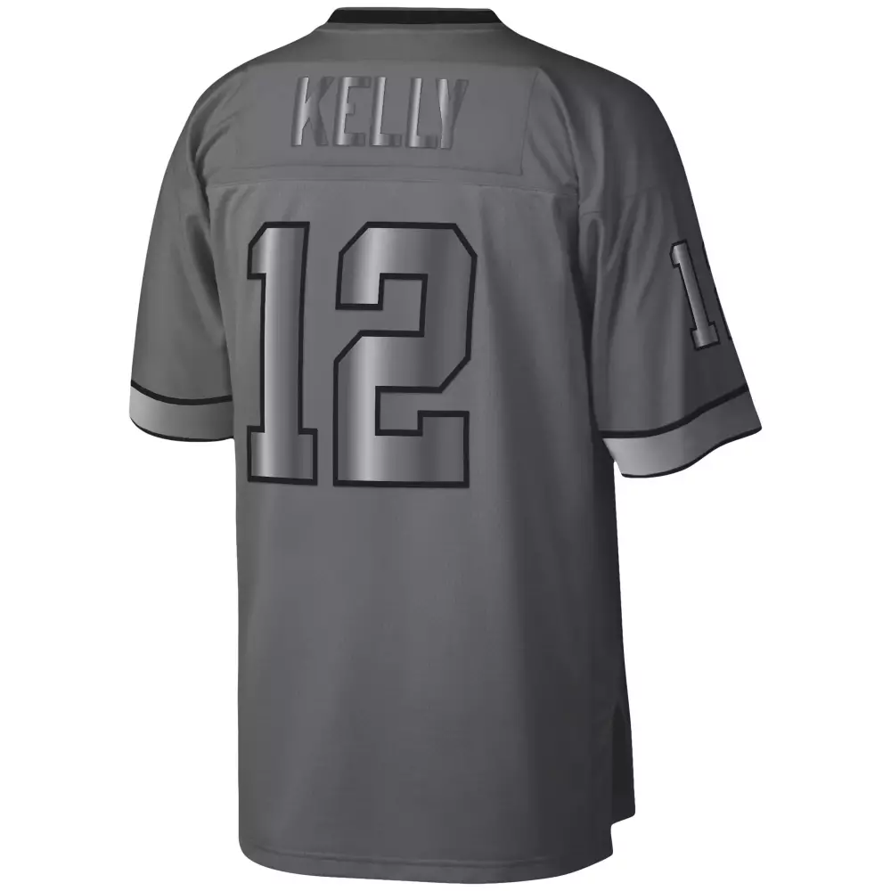 Jim Kelly 12 Jersey Gray Black Retired Legacy