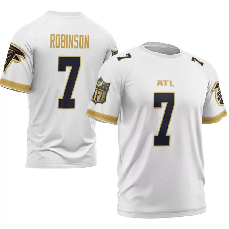 Bijan Robinson 7 Atlanta Falcons Jersey White Men Short Sleeve Alternate Navy Blue