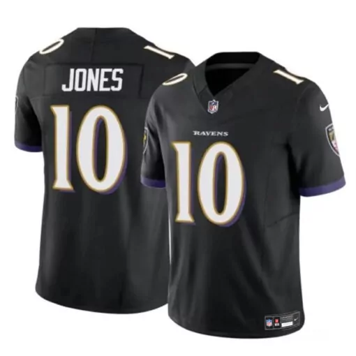 Emory Jones 10 Ravens Jersey Black Men Replica Purple White Vapor Limited