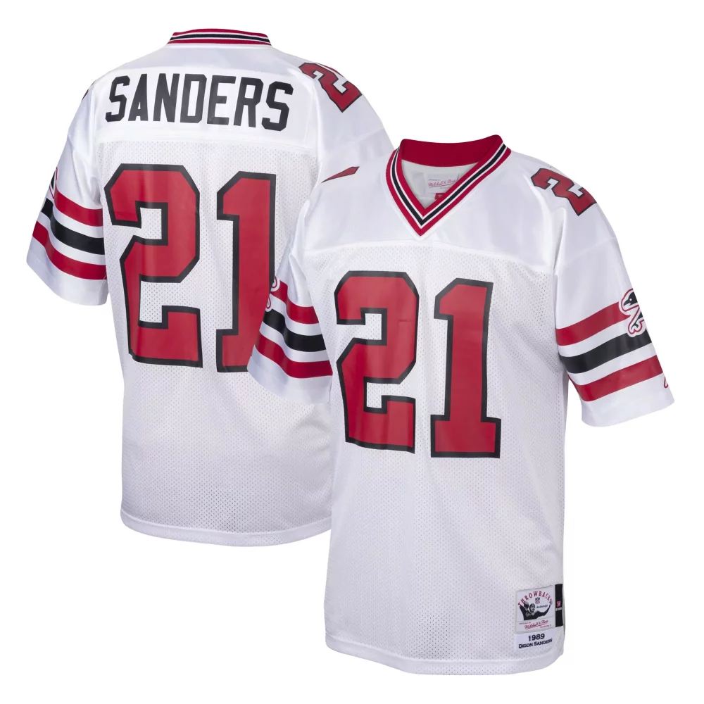 Deion Sanders 21 Oregon Rangers Jersey White 1989 Mitchell Ness Men Throwback Design
