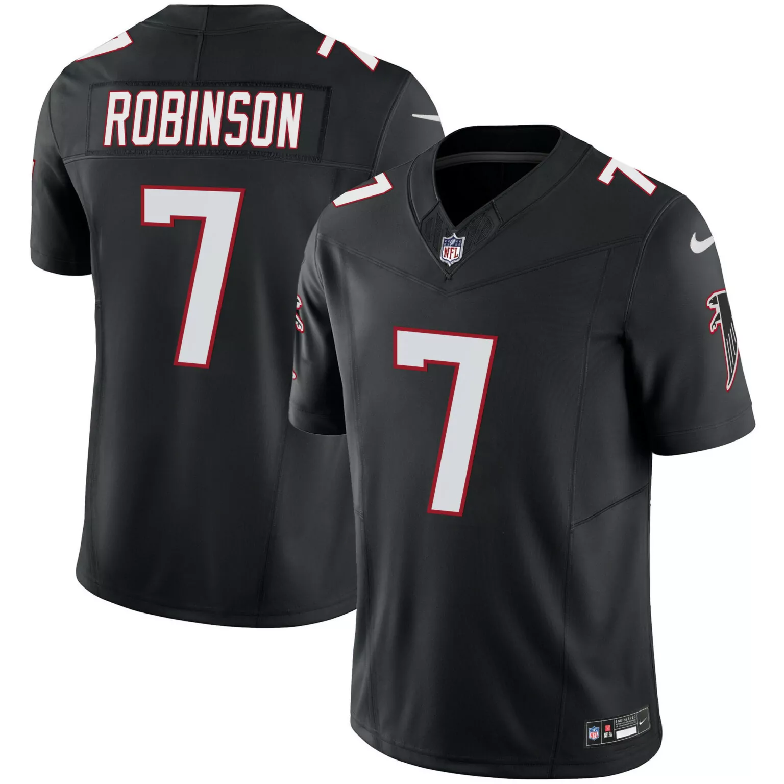 Bijan Robinson 7 Atlanta Falcons Jersey Black Men On-field White Red All Stitched