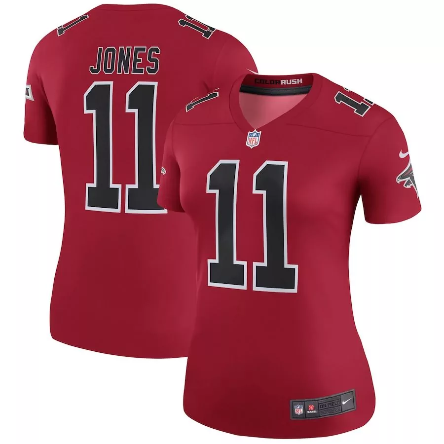 Julio Jones 11 Atlanta Falcons Jersey Red Color Rush Women Authentic Alternate Black