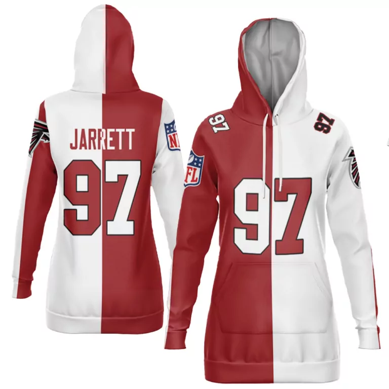 Grady Jarrett 97 Atlanta Falcons Jersey Red Women Hoodie Split Design White Custom
