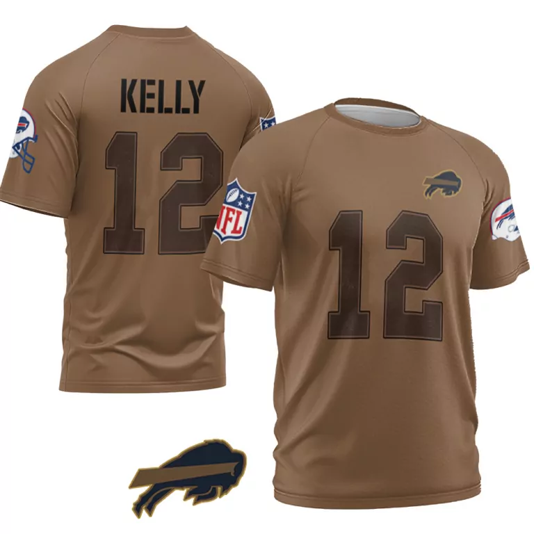 Jim Kelly 12 Buffalo Bills Jersey Brown Men Throwback Design Navy Blue White Red