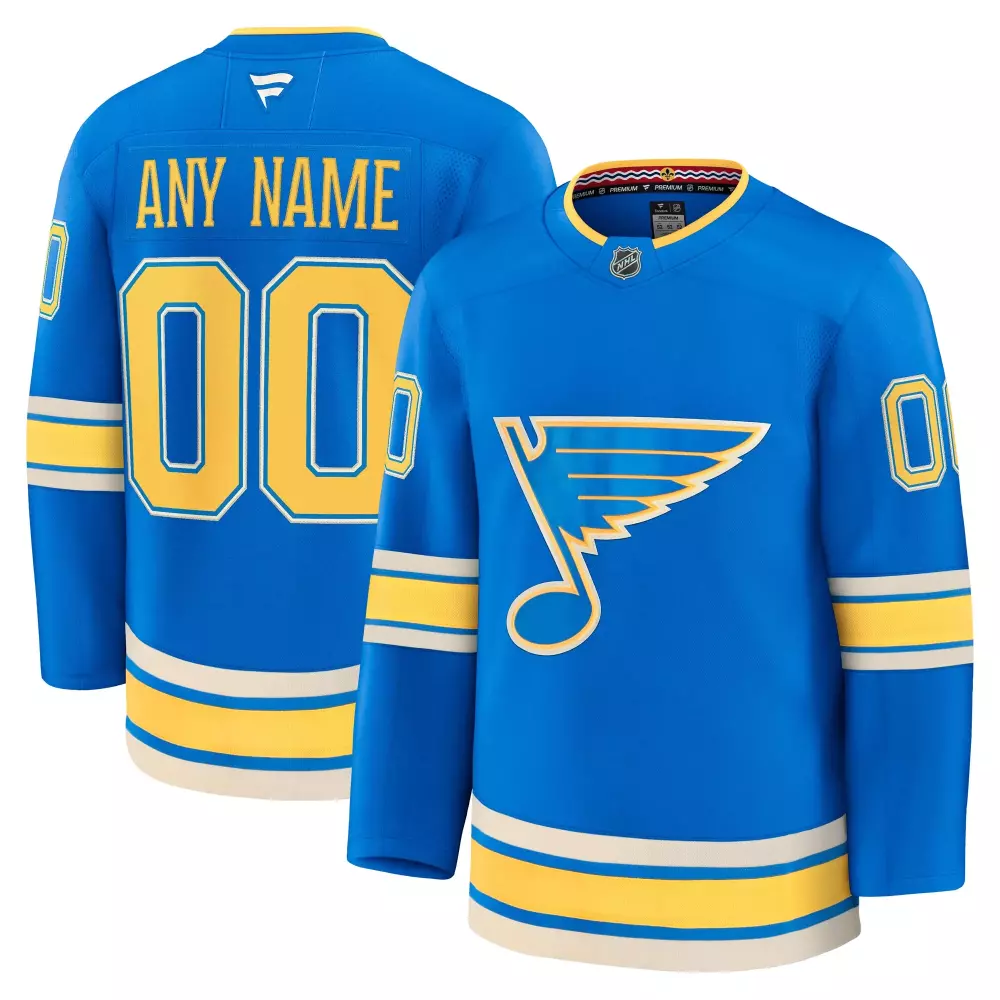 St. Louis Blues Jersey Blue Men Yellow White Alternate Custom